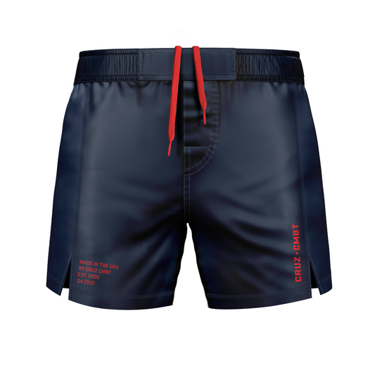 Base Collection men's fight shorts, navy and red