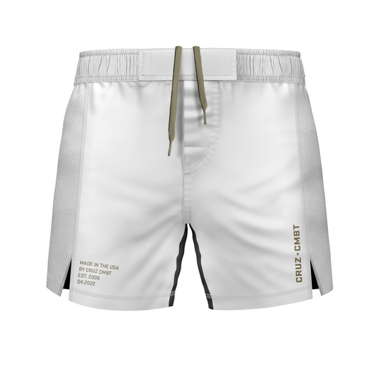 Base Collection men's fight shorts, white and gold