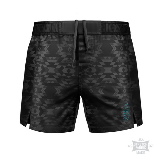 Death by Wristlock: Rogue Wave men's fight shorts, stealth