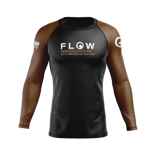 Flow BJJ men's rash guard Standard Issue, black and brown