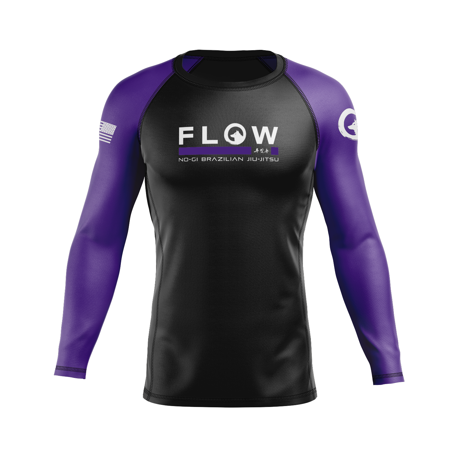 Flow BJJ men's rash guard Standard Issue, black and purple