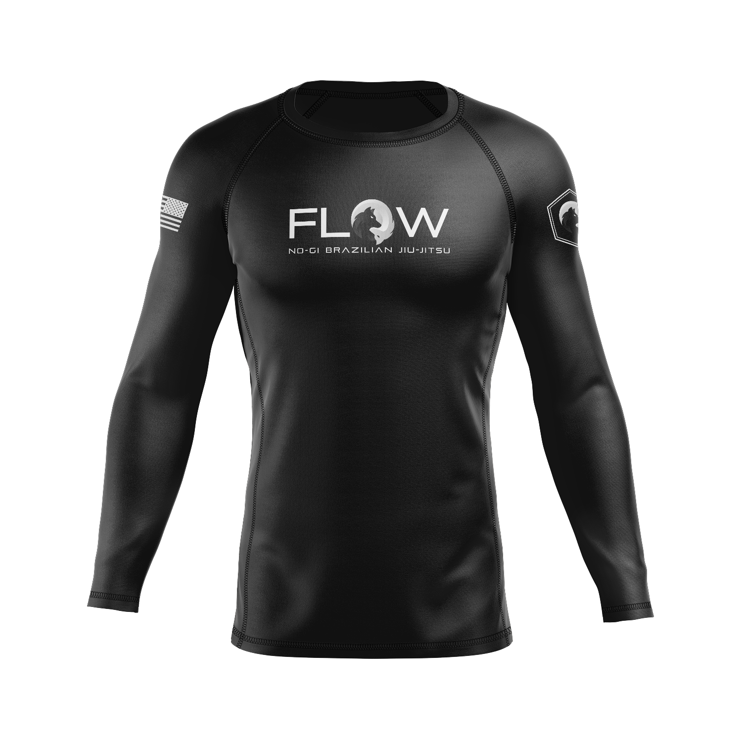 Flow BJJ men's rash guard Yin Yang Flow, black