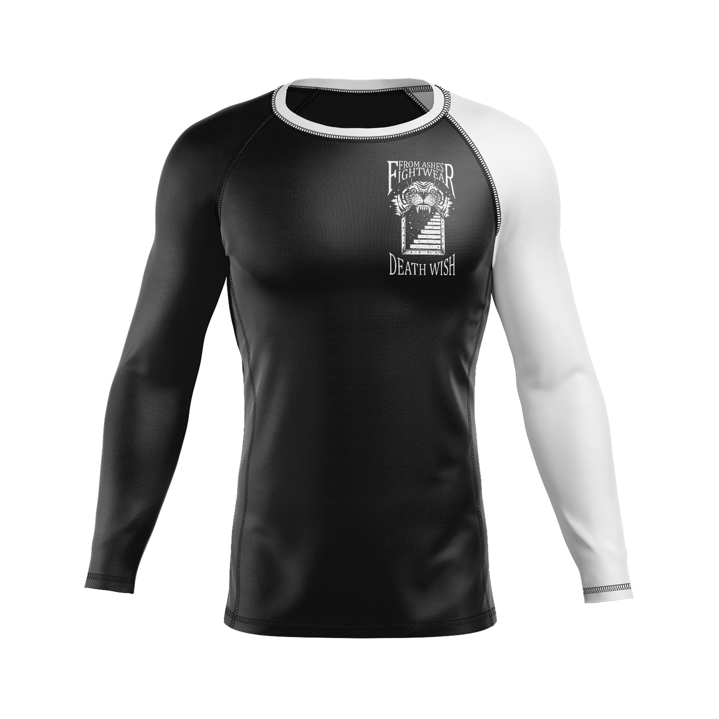 From Ashes Fightwear men's rash guard Death Wish Ranked, black and white