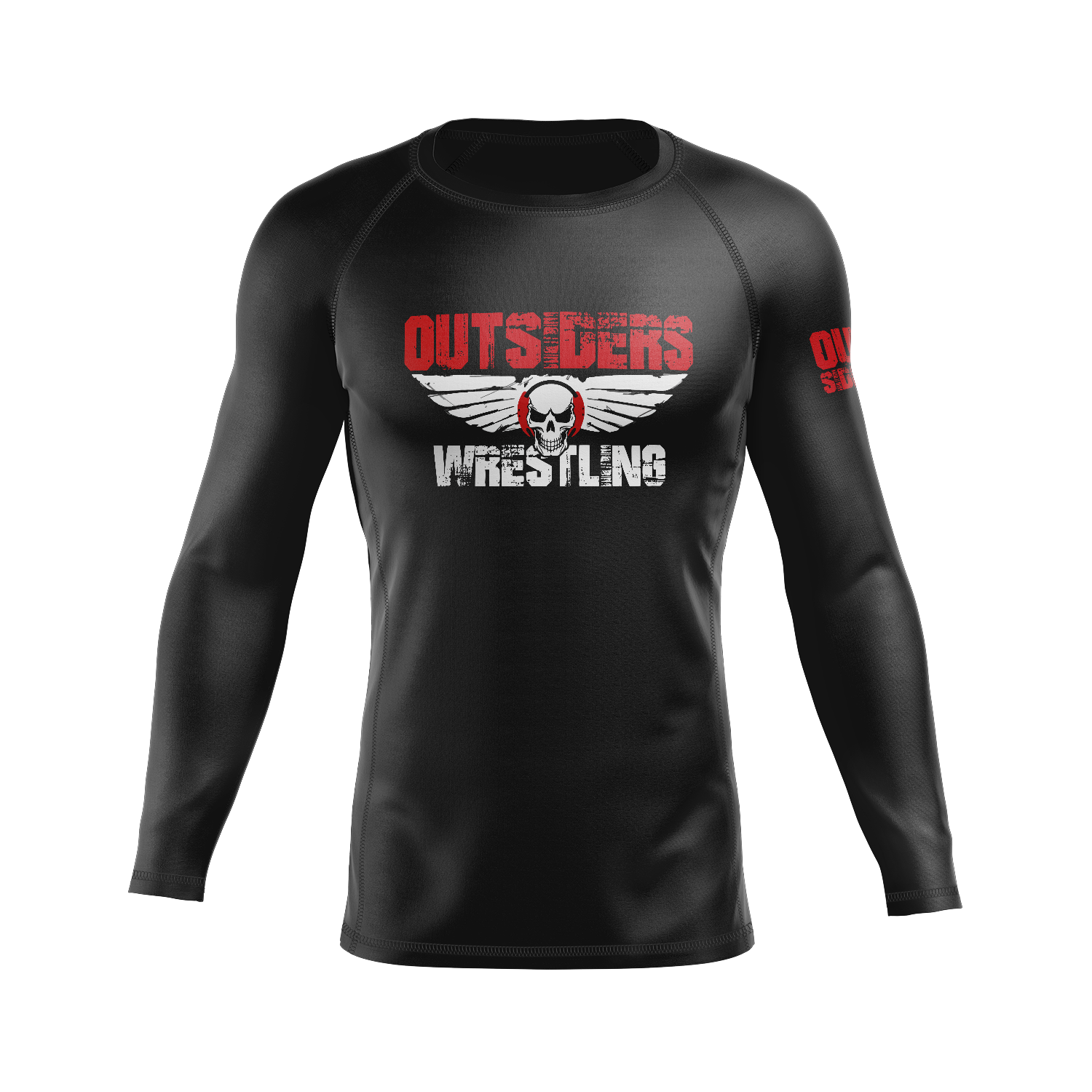 Outsiders Wrestling rash guard men's Standard Issue, black and red ...