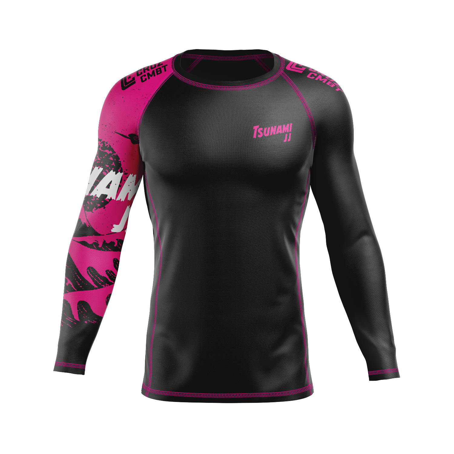 Tsunami JJ men's rash guard Pink Wave, black