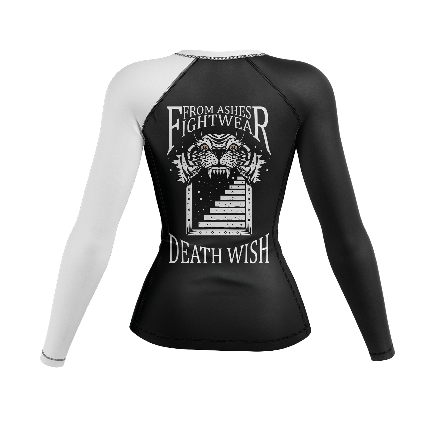 From Ashes Fightwear women's rash guard Death Wish Ranked, black and white
