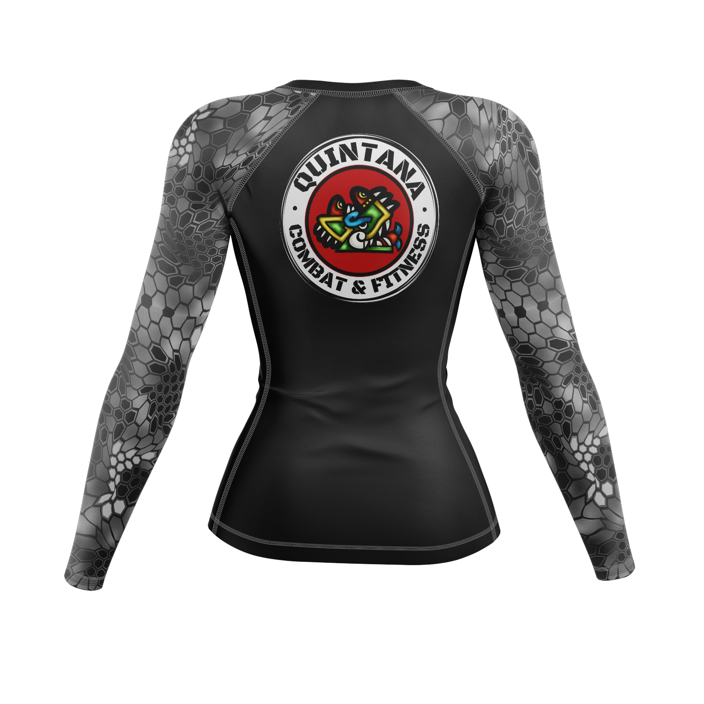 Quintana Combat & Fitness women's rash guard Standard Issue, black and grey